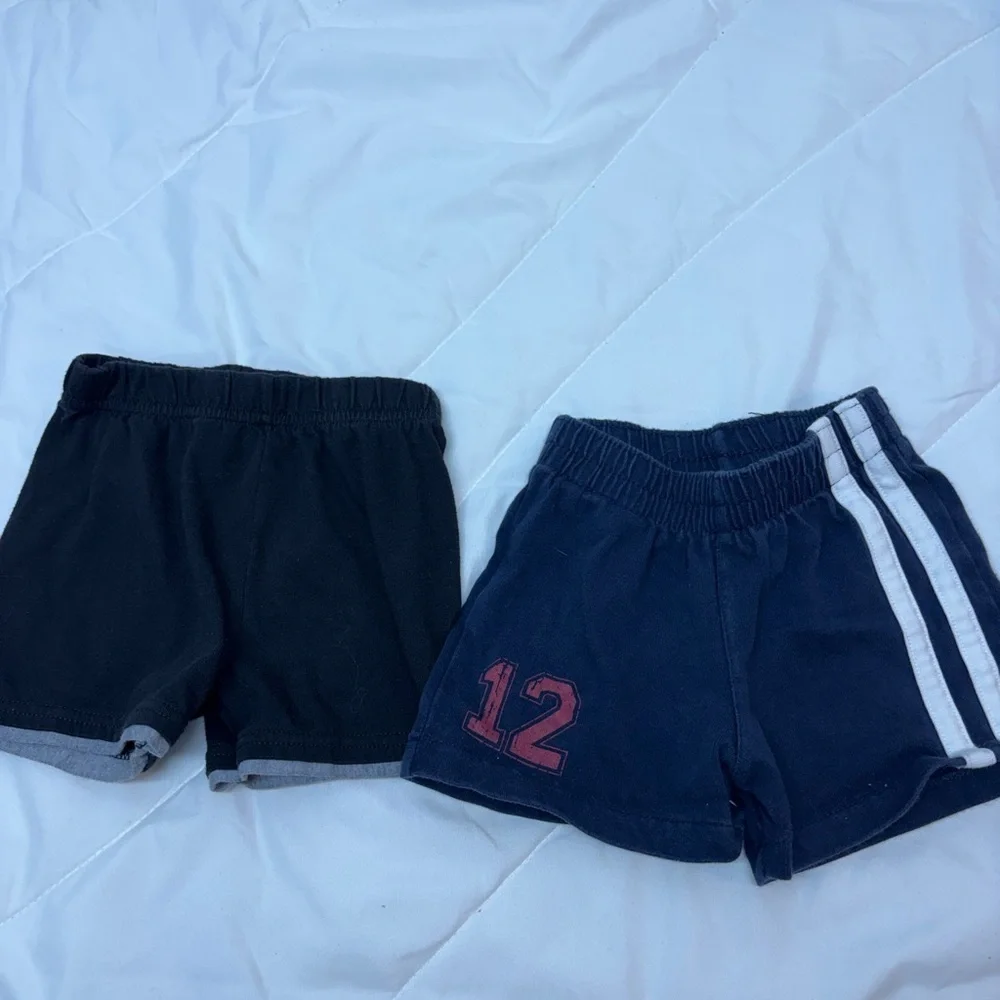 Set of 2 Black and Navy Kids Athletic Shorts Set 6-9 months